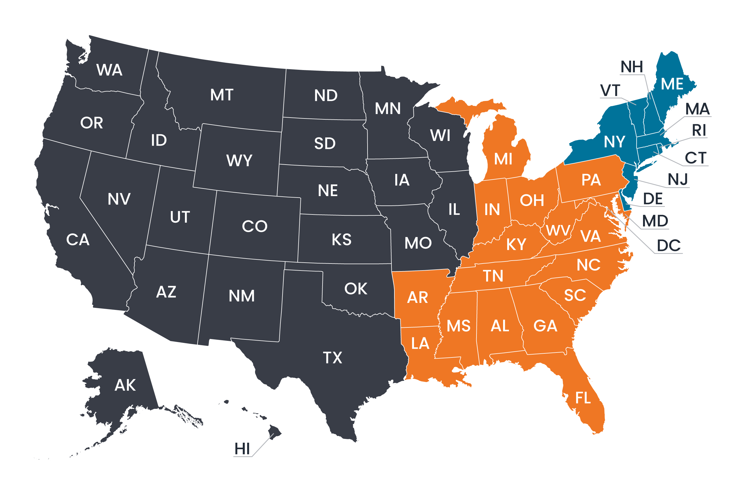 Park Avenue Securities contact us region map