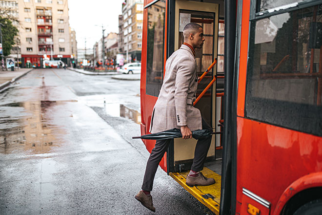 Man entering a bus