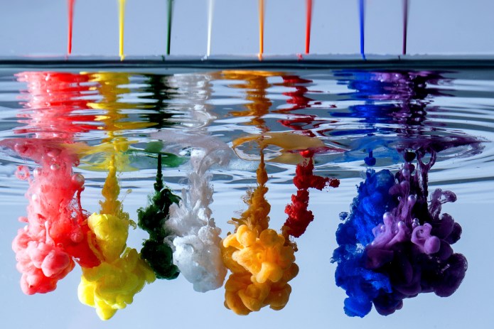 Different colour paints in water
