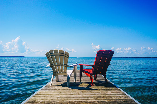 Two chairs on a dock