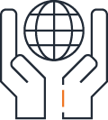 Two hands and globe icon